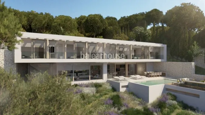 Modern luxury villa under construction with panoramic views in Portals — photo 1