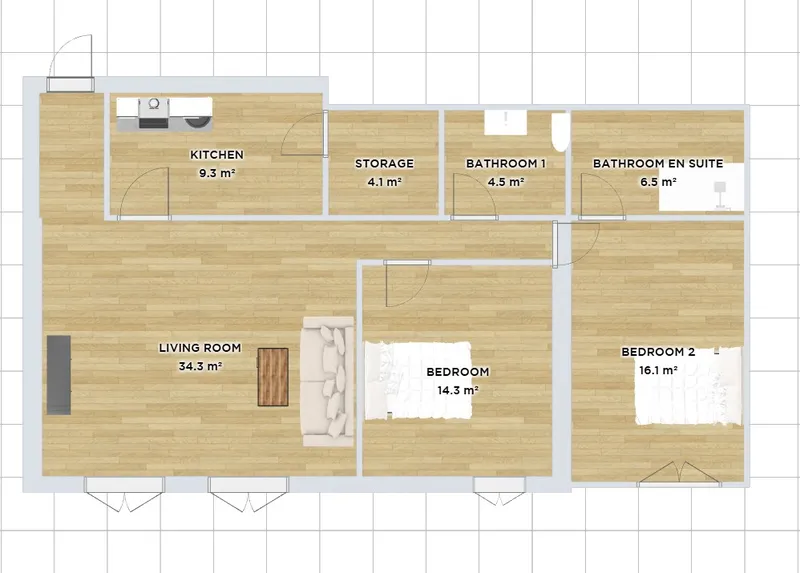 Sunny 2-bedroom apartment with private parking — photo 1