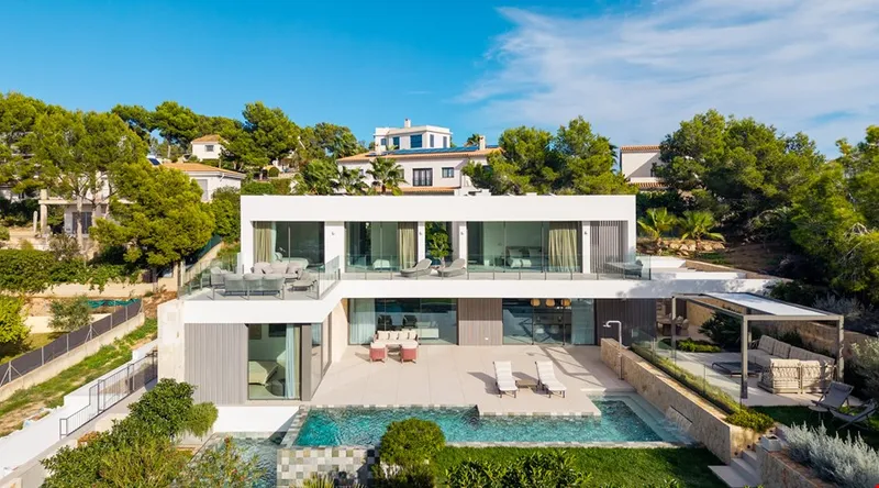 Modern Mediterranean architectural villa with mountain views for sale in Cala Vinyes — photo 1
