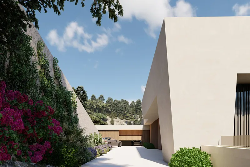 Plot in Son Vida - Illustration: Generous pool terrace with covered area and wonderful views — photo 5