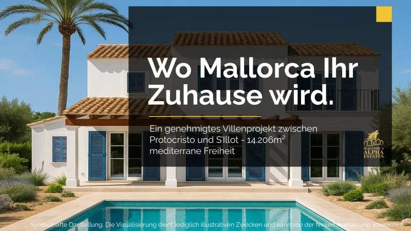 Plot with approved villa project and pool near Portocristo 14,206 m² near the sea — photo 1