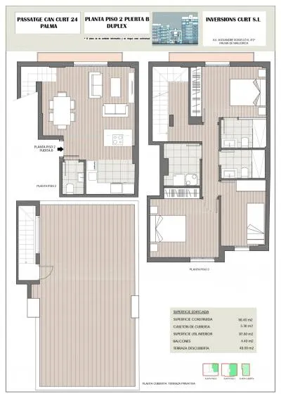 Duplex - Palma de Mallorca (Pere Garau), Built Surface 98.4m², Terrace Size 48m², 3 Bedrooms, 2... — photo 6