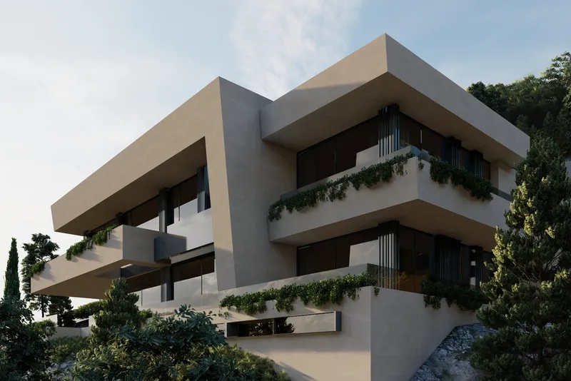 Plot in Son Vida - Illustration: Generous pool terrace with covered area and wonderful views — photo 7