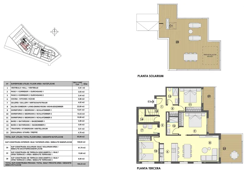 93m² penthouse with 3 bedrooms, 2 bathrooms and roof terrace for sale — photo 3