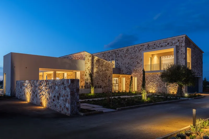 New build finca with modern natural stone facade and panoramic views in Cala Llombards — photo 1