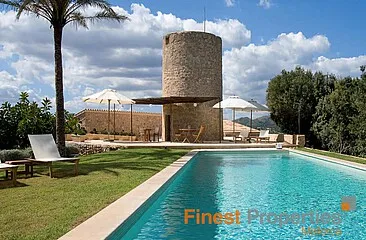 Restored historic mill with panoramic views over Artà to the sea in the distance — photo 1
