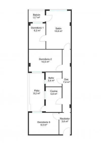 Flat - Palma de Mallorca (Bons Aires), built surface 70m2, 3 bedrooms, 1 bathroom, lift. — photo 2