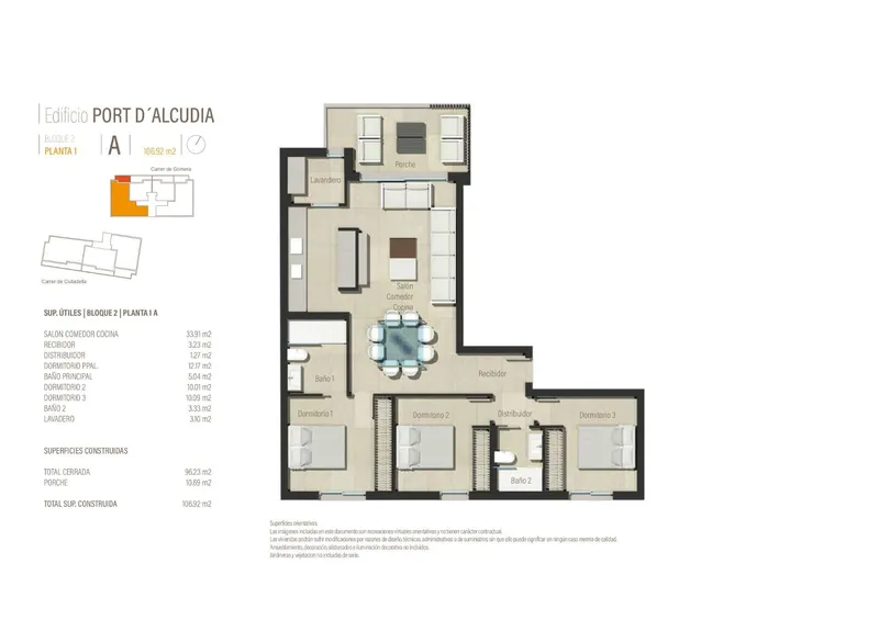 Flat - Alcúdia (Puerto de Alcúdia), Built Surface 96.23m², Terrace Size 10.69m², 3 Bedrooms, 2... — photo 1