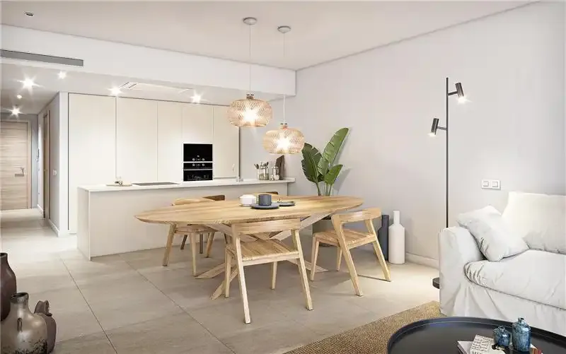 Ground floor of approx. 92 m2, large living-dining room with integrated furnished and equipped kitchen, laundry room, 3 double bedrooms, built-in wardrobes — photo 6