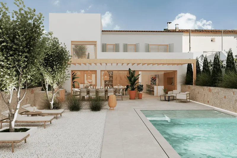Renovated townhouse with pool in central Ses Salines, Mallorca — photo 1
