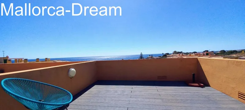 Porto Cristo Novo: Top sea view flat with balcony + roof terrace + pool, palm garden + own parking space — photo 8