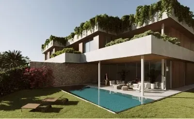 Project of a newly built luxury semidetached house with sea views and access to the sea in Sol de Mallorca, on the southwest of Mallorca — photo 1