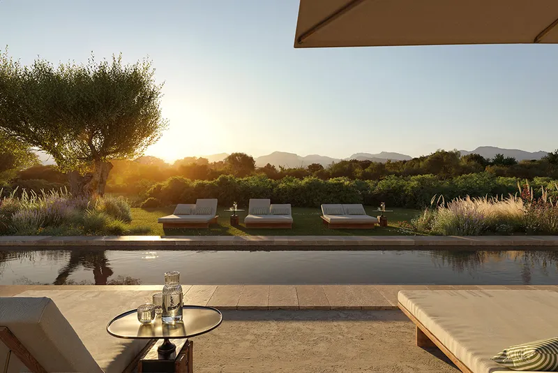 Modern luxury finca with panoramic views of the Tramuntana mountains, surrounded by vineyards and almond groves in Binissalem — photo 3