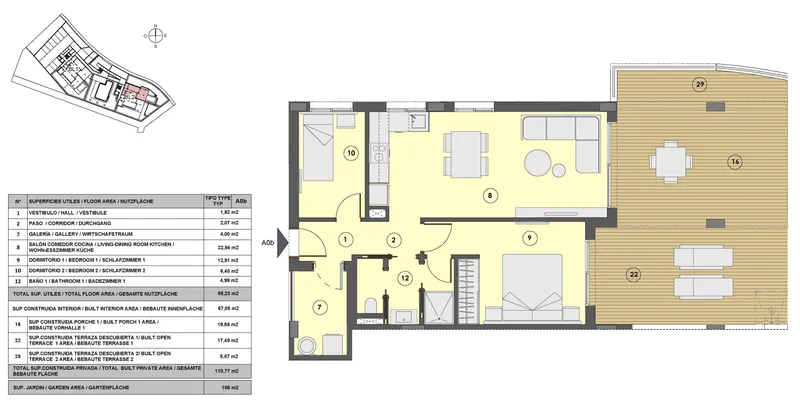 91m² ground-floor apartment with 2 bedrooms, bathroom, pool and garden for sale — photo 9