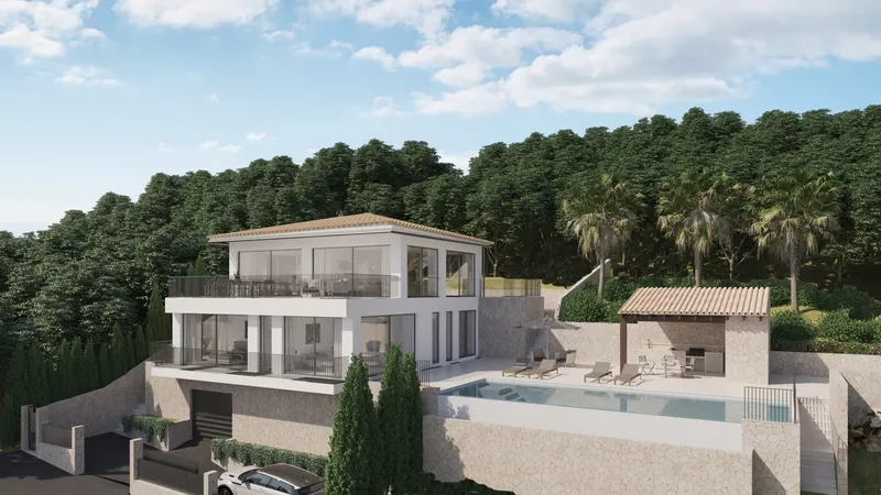 Project! Villa with pool and panoramic sea views in the village of Galilea in the Tramuntana Mountains — photo 1