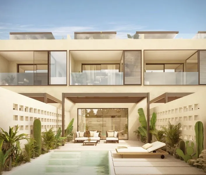 New build in Santa Margalida — Spectacular three-storey terraced house, designer style just 8 km from Muro beach — photo 1