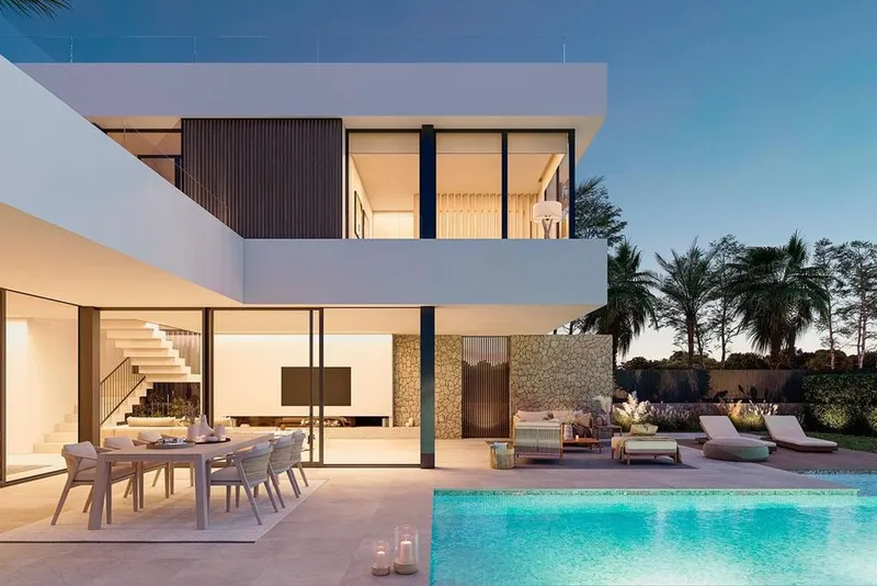 New build villa near the beach in s'Armarador with sea view from the roof terrace — photo 3