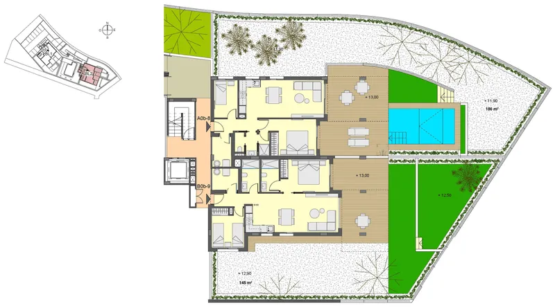 91m² ground-floor apartment with 2 bedrooms, bathroom, pool and garden for sale — photo 10
