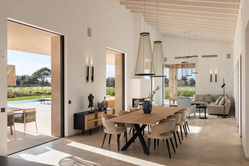 New build finca with modern natural stone facade and panoramic views in Cala Llombards — photo 7