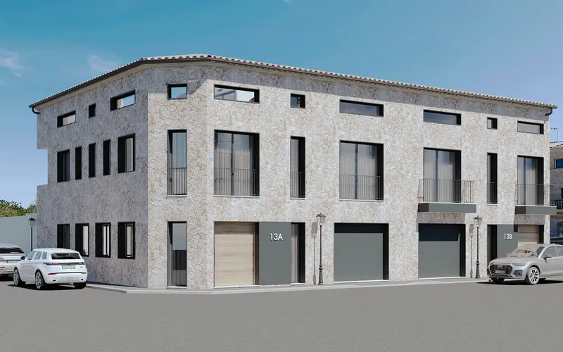Corner house with natural stone cladding in S'Alqueria Blanca — photo 1