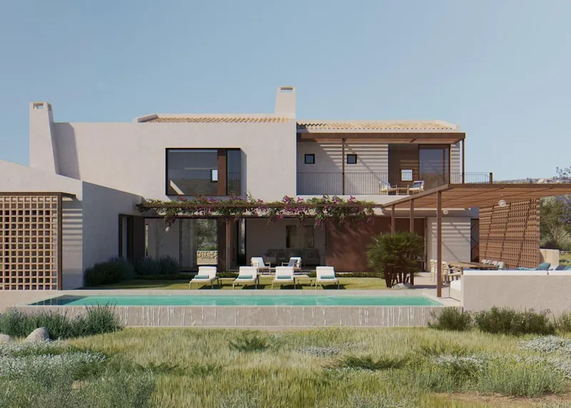 Newly built sustainable farm with infinity pool and open design near Santanyí and Ses Salines, Mallorca. — photo 1
