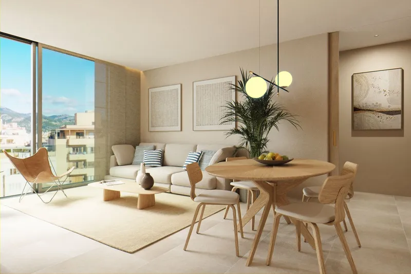 Privacy and light by the sea: full-floor home with communal pool in Foners — photo 1