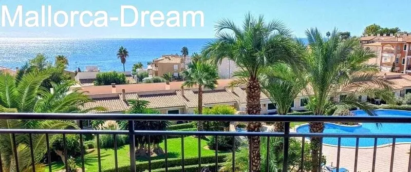 Porto Cristo Novo: Top sea view flat with balcony + roof terrace + pool, palm garden + own parking space — photo 3