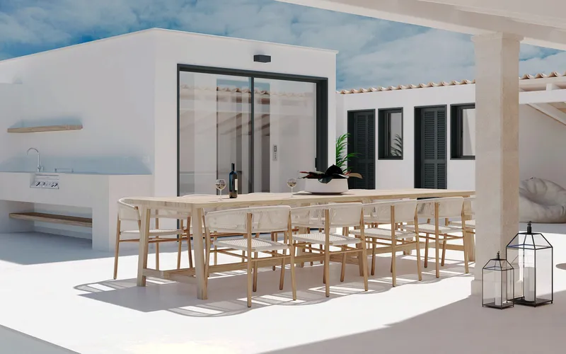 Corner house with natural stone cladding in S'Alqueria Blanca — photo 10