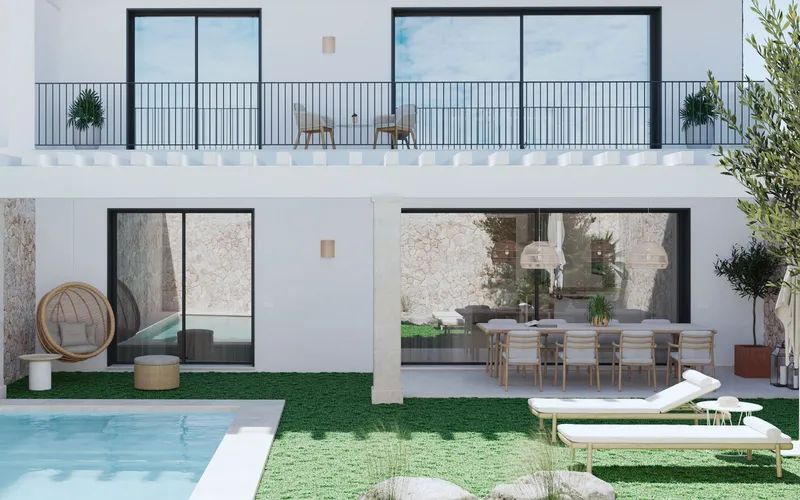 Corner house with natural stone cladding in S'Alqueria Blanca — photo 12