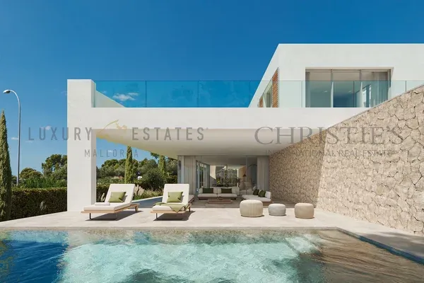 Modern newly built villa in Sol de Mallorca with large terraces and partial sea views — photo 1