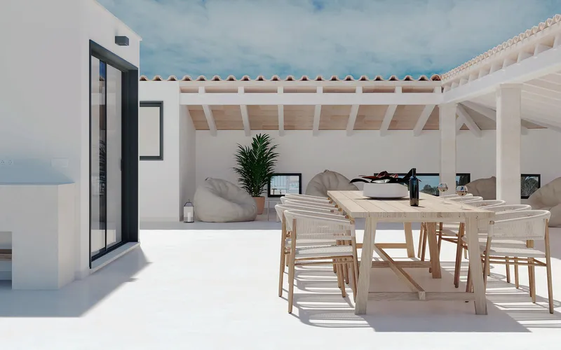 Corner house with natural stone cladding in S'Alqueria Blanca — photo 9