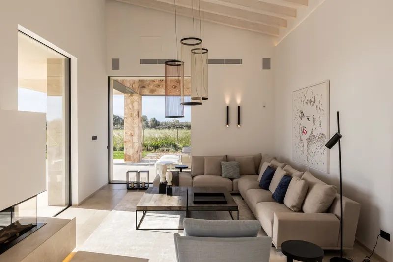 New build finca with modern natural stone facade and panoramic views in Cala Llombards — photo 6