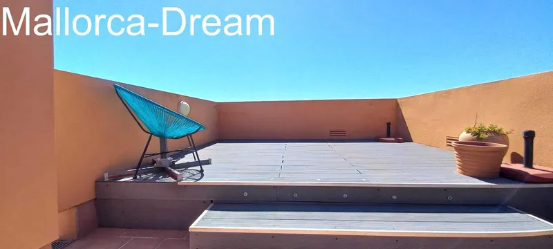 Porto Cristo Novo: Top sea view flat with balcony + roof terrace + pool, palm garden + own parking space — photo 9