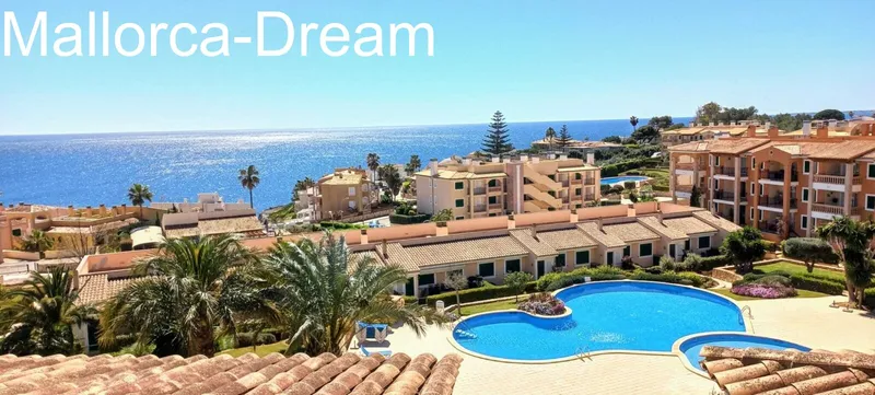 Porto Cristo Novo: Top sea view flat with balcony + roof terrace + pool, palm garden + own parking space — photo 7